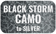 Load image into Gallery viewer, Text 'Black Storm Camo to Silver' on a camouflage patterned background