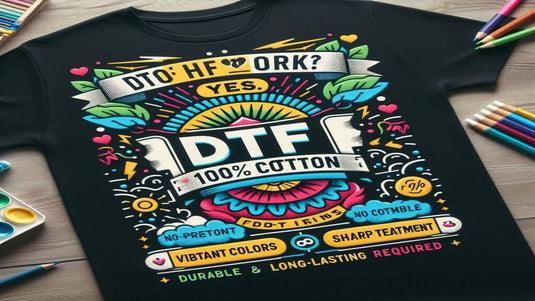 Vivid DTF print design on 100% cotton shirt showcasing vibrant colors and durability.
