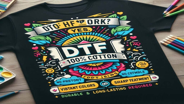 Vivid DTF print design on 100% cotton shirt showcasing vibrant colors and durability.