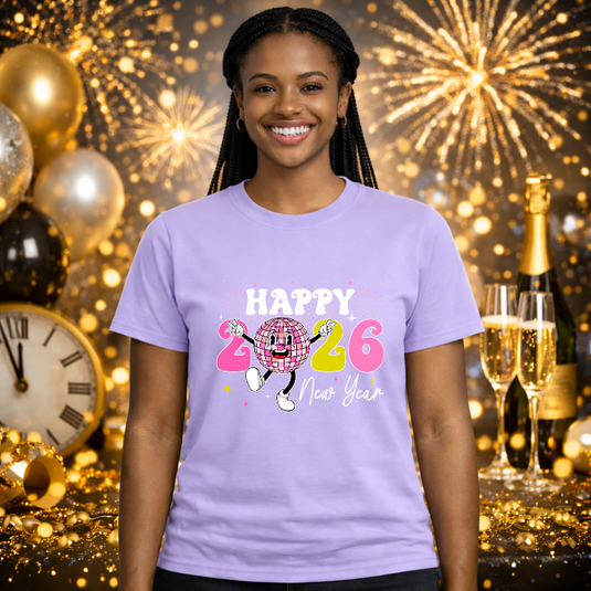 Groovy Happy New Year 2026 Disco Ball – New Years Premade DTF Transfer