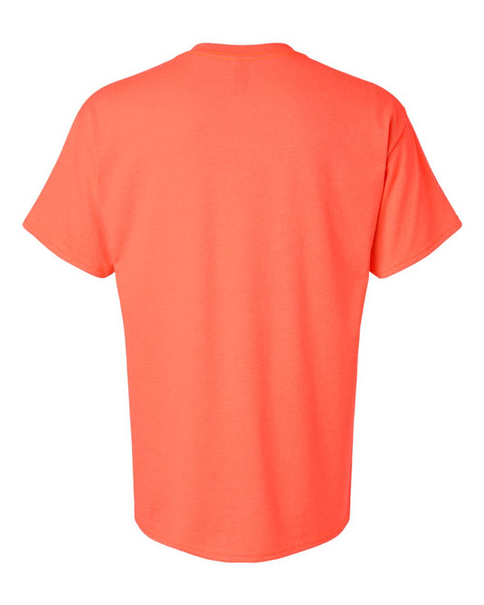 Gildan 5000 Unisex Heavy Cotton™ T-Shirt - Heather Neon Coral - Back View