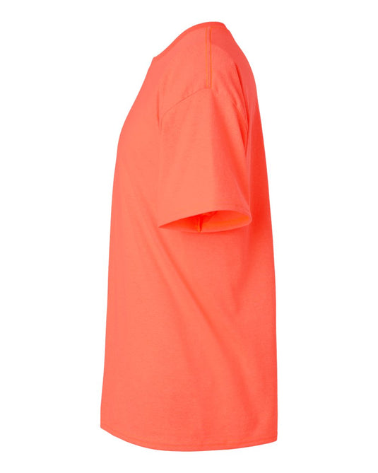 Gildan 5000 Unisex Heavy Cotton™ T-Shirt - Heather Neon Coral - Direct Side
