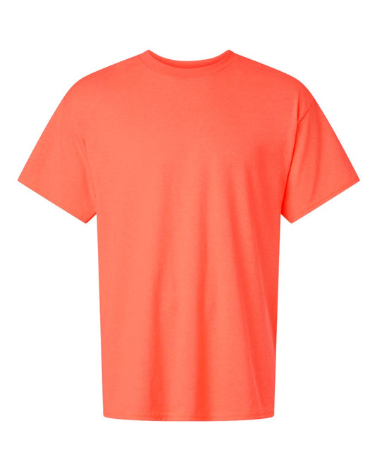 Gildan 5000 Unisex Heavy Cotton™ T-Shirt - Heather Neon Coral - Front View