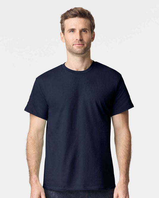 Gildan 5000 Unisex Heavy Cotton™ T-Shirt - Blue Dusk - On Model Front