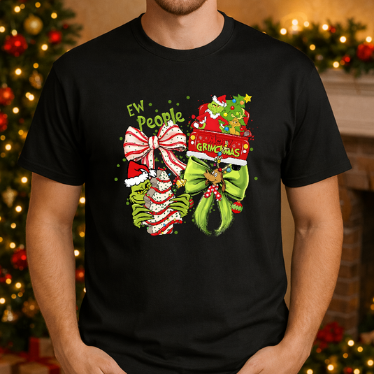 EW PEOPLE Grinch Santa Hat Christmas Premade DTF Transfer