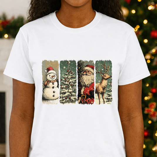 Merry Christmas – Snowman Santa Reindeer Grunge Christmas Premade DTF Transfer
