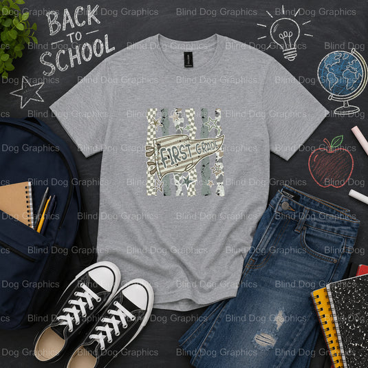 1st GRADE – School Premade DTF Transfer (view 2 of 2) – by Blind Dog Graphics – Premade Transfers – School DTF Transfers,...