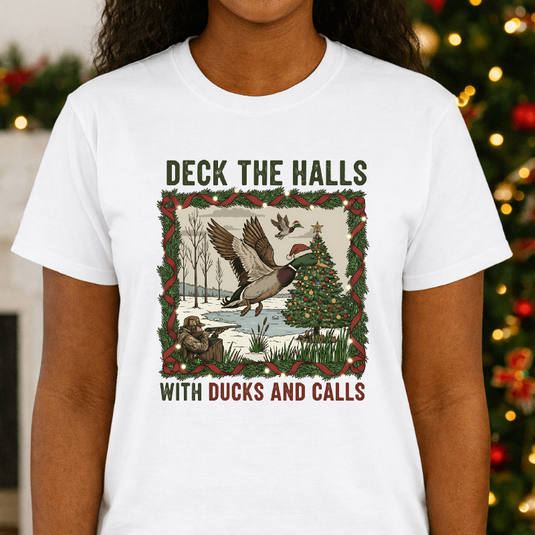 DECK THE HALLS WITH DUCKS AND CALLS – Christmas Premade DTF Transfer