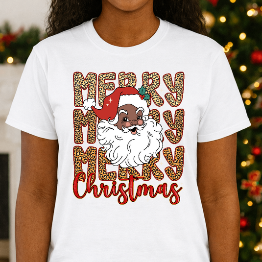 Merry Christmas Black Santa Claus – Christmas Premade DTF Transfer
