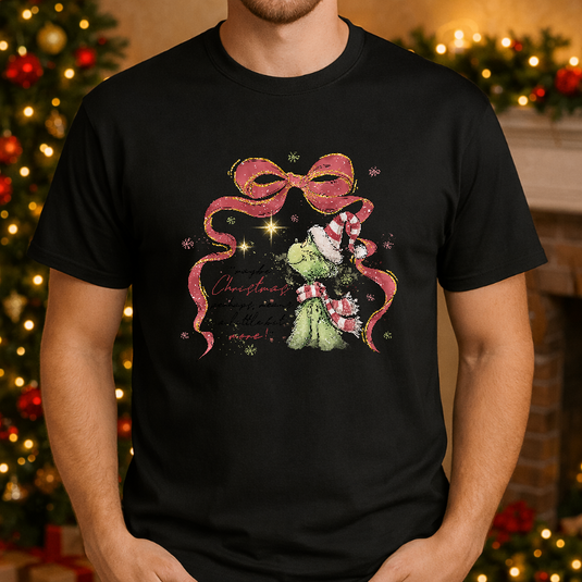 Green Christmas Character with Santa Hat – Holiday Premade DTF Transfer