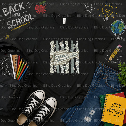 2ND GRADE – School Premade DTF Transfer (view 1 of 2) – by Blind Dog Graphics – Premade Transfers – School DTF Transfers,...
