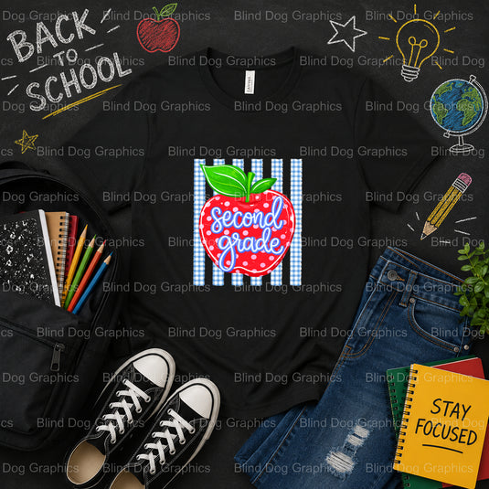 2ND GRADE – School Premade DTF Transfer (view 1 of 2) – by Blind Dog Graphics – Premade Transfers – School DTF Transfers,...
