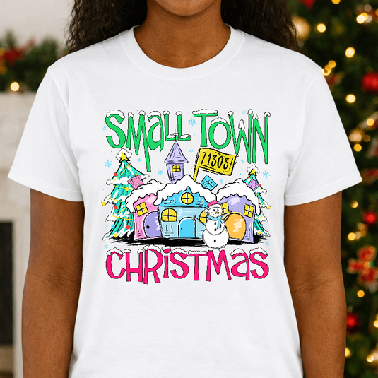 SMALL TOWN CHRISTMAS Red Truck & Tree – Christmas Holiday Premade DTF Transfer