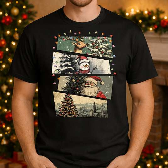 Santa Head and Peppermint Swirl – Christmas Premade DTF Transfer