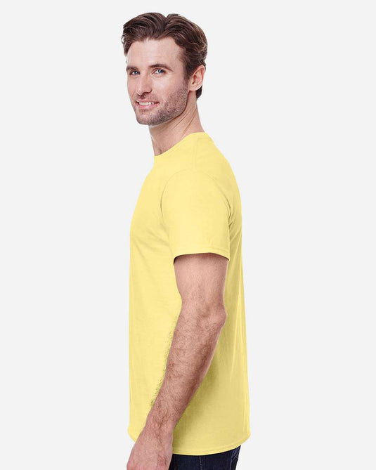 Gildan 5000 Unisex Heavy Cotton™ T-Shirt - Cornsilk - On Model Side