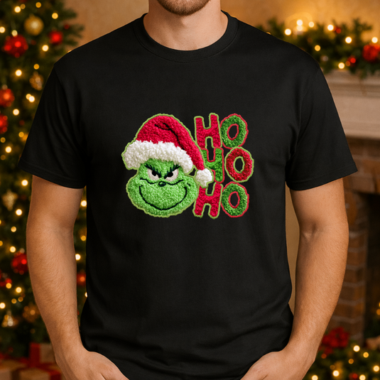 HO HO HO Grinch Santa Hat – Christmas Premade DTF Transfer