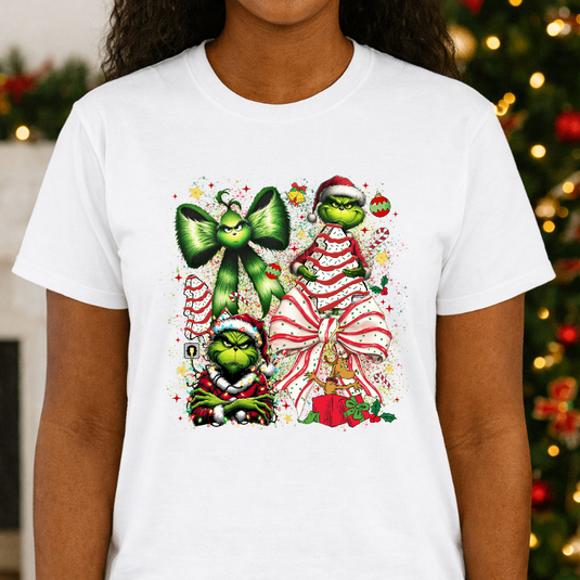 Festive Green Character Christmas Tree Cake – Christmas Premade DTF Transfer