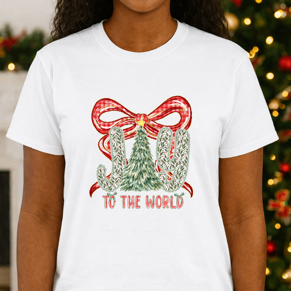 JOY TO THE WORLD – Festive Dog Christmas Premade DTF Transfer