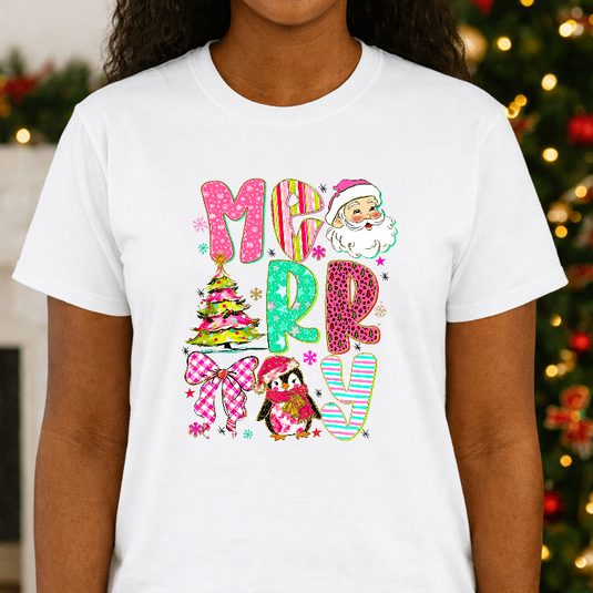 MERRY Christmas Tree with Presents – Christmas Premade DTF Transfer