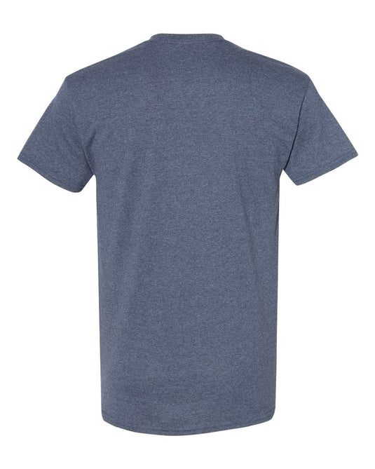 Gildan 5000 Unisex Heavy Cotton™ T-Shirt - Heather Navy - Back View