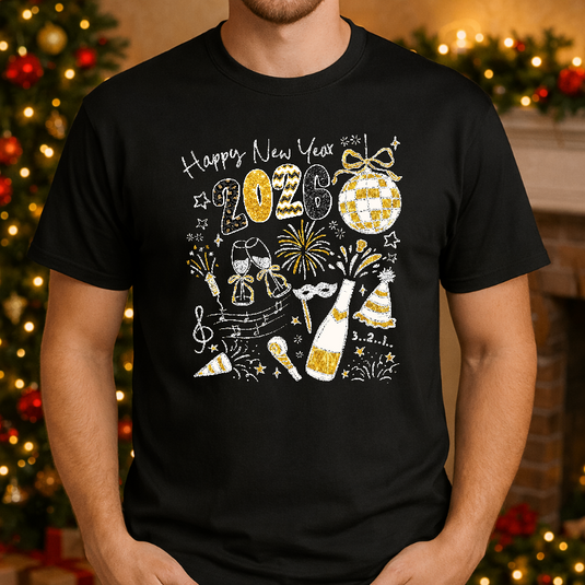 "HAPPY NEW YEAR" Silver Sparkle – New Years Premade DTF Transfer