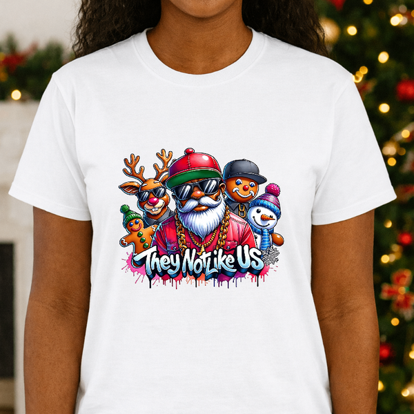 "They not like us" Black Santa Christmas Premade DTF Transfer