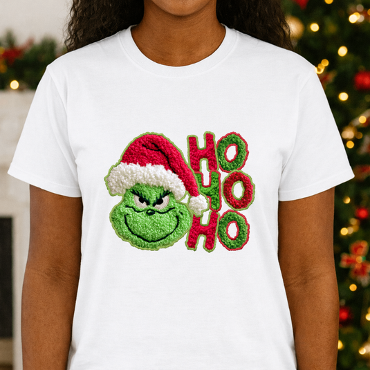 HO HO HO Grinch Santa Hat – Christmas Premade DTF Transfer