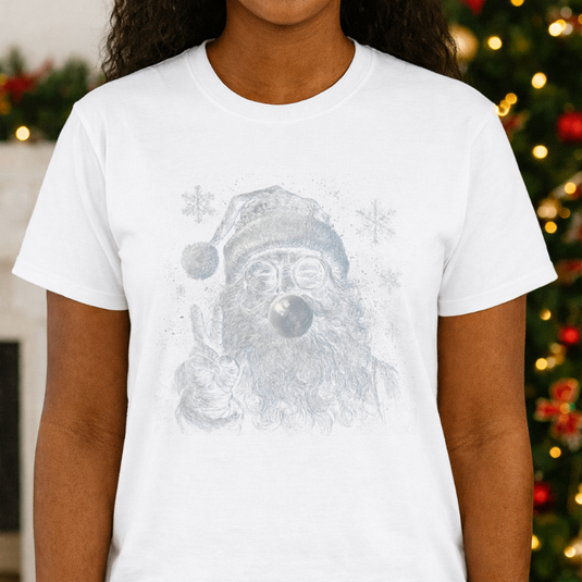 Bubble Gum Blowing Santa – Christmas Premade DTF Transfer
