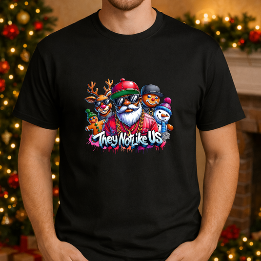 "They not like us" Black Santa Christmas Premade DTF Transfer