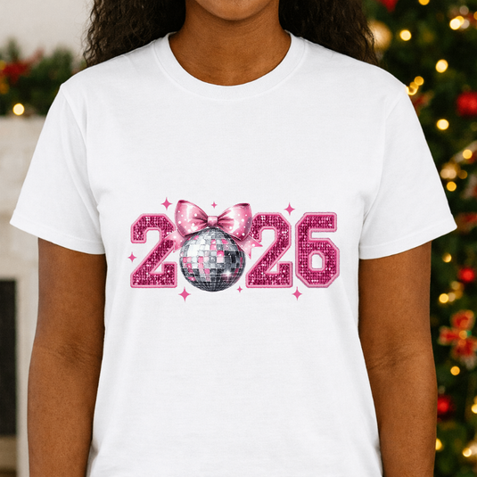 Happy New Year 2026 Disco Ball – New Years Premade DTF Transfer