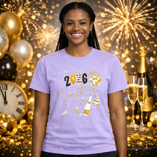 "HAPPY NEW YEAR" Silver Sparkle – New Years Premade DTF Transfer