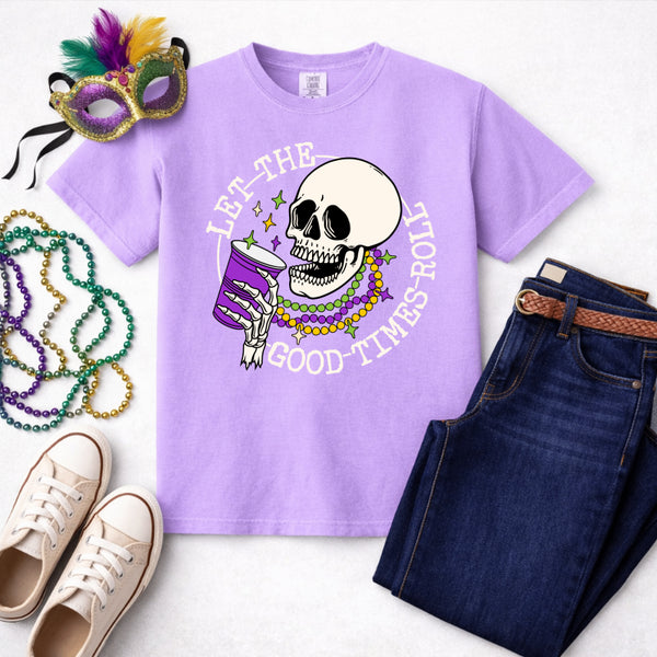LET THE GOOD TIMES ROLL MARDI GRAS Skeleton Cup – Premade DTF Transfer