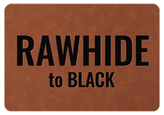 Load image into Gallery viewer, Brown leather-like mat with 'RAWHIDE to BLACK' text in black.
