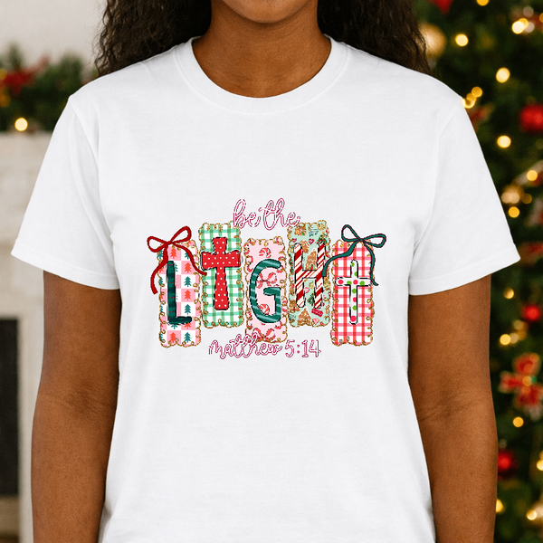 BE THE LIGHT Snowflake – Christmas Premade DTF Transfer