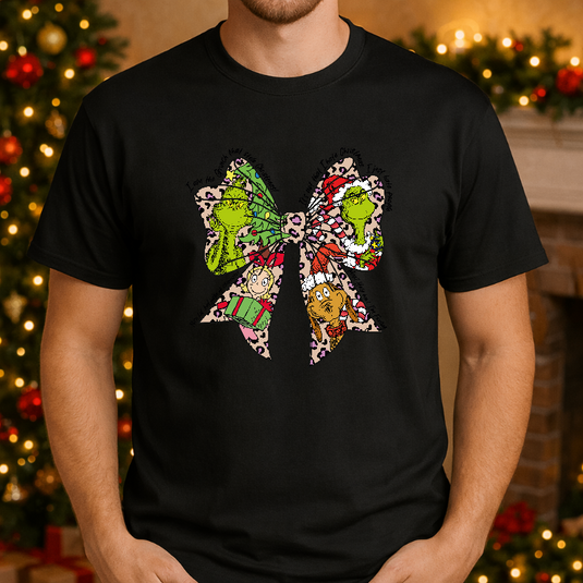 Grinch with Santa Hat and Present – Christmas Premade DTF Transfer