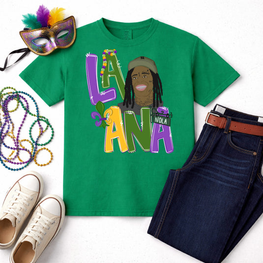 LET THE GOOD TIMES ROLL – Mardi Gras Premade DTF Transfer