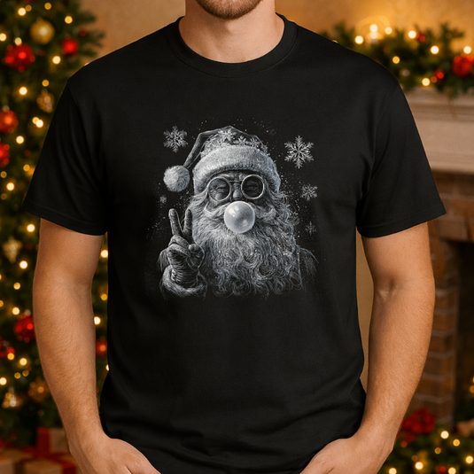 Bubble Gum Blowing Santa – Christmas Premade DTF Transfer