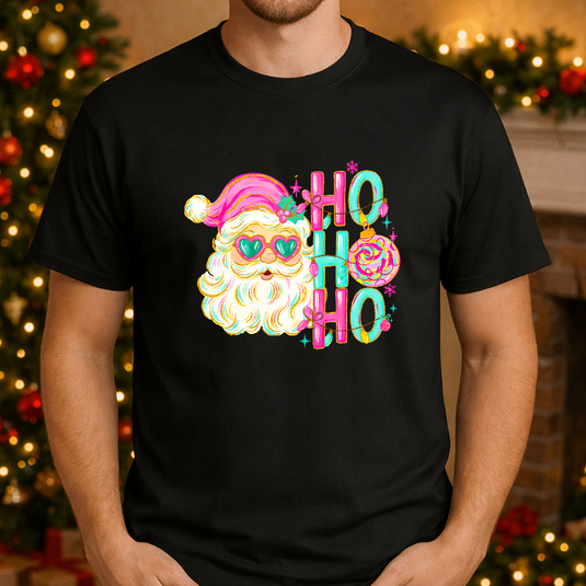 HO HO HO Preppy Santa with Sunglasses – Christmas Premade DTF Transfer
