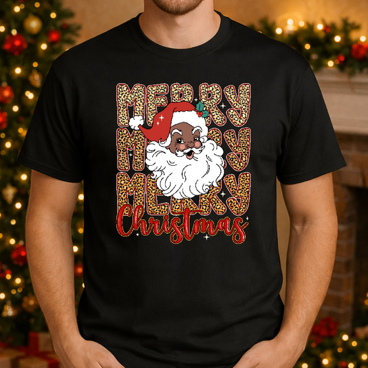 Merry Christmas Black Santa Claus – Christmas Premade DTF Transfer