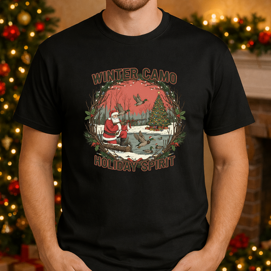 MERRY HUNTMAS – Santa Hunting Duck Wreath Christmas Premade DTF Transfer