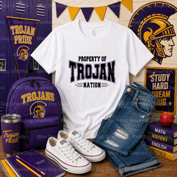 ALEXANDRIA SENIOR HIGH PROPERTY OF TROJAN NATION EST. 1914 Trojan Emblem – Alexandria Senior High School Premade DTF Trans...
