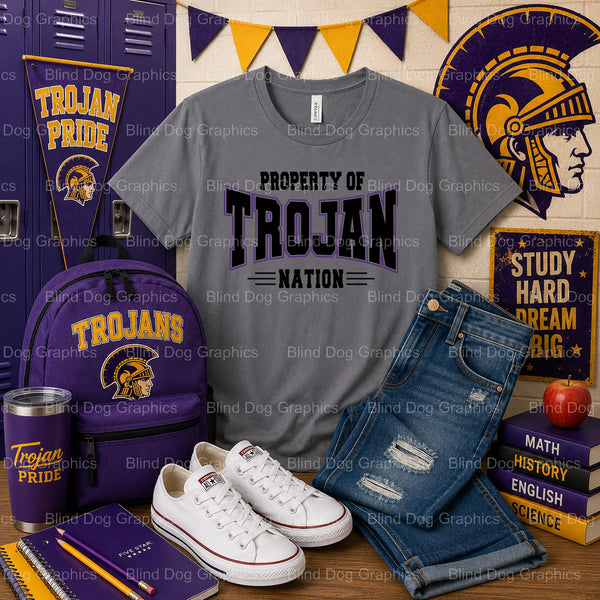 ALEXANDRIA SENIOR HIGH PROPERTY OF TROJAN NATION EST. 1914 Trojan Emblem – Alexandria Senior High School Premade DTF Trans...