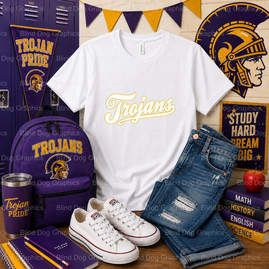 ALEXANDRIA SENIOR HIGH SCHOOL TROJANS Trojan Head Shield Logo – Alexandria Senior High School Premade DTF Transfer (view 1...