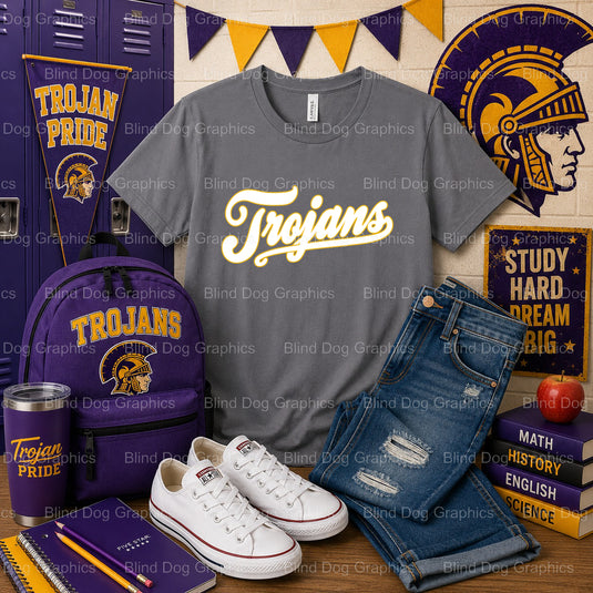 ALEXANDRIA SENIOR HIGH SCHOOL TROJANS Trojan Head Shield Logo – Alexandria Senior High School Premade DTF Transfer (view 2...