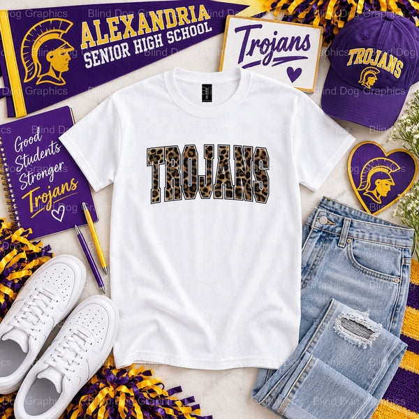 ALEXANDRIA SENIOR HIGH TROJANS Trojan Helmet Logo – Alexandria Senior High School Premade DTF Transfer – by Blind Dog Grap...