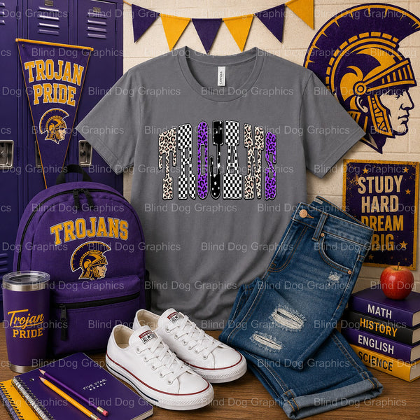 Alexandria TROJANS ASHS Block Design – Alexandria Senior High School Premade DTF Transfer (view 2 of 2) – by Blind Dog Gra...
