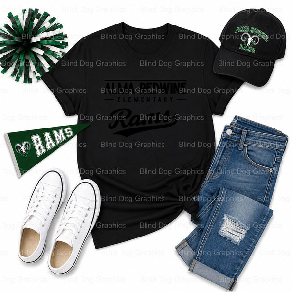 ALMA REDWINE ELEMENTARY RAMS – Alma Redwine Elementary Premade DTF Transfer (view 1 of 2) – by Blind Dog Graphics – Premad...