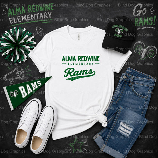 ALMA REDWINE ELEMENTARY RAMS – Alma Redwine Elementary Premade DTF Transfer (view 1 of 2) – by Blind Dog Graphics – Premad...