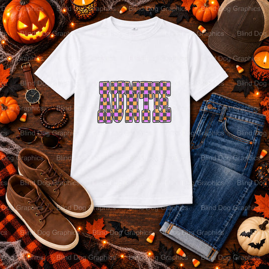 AUNTIE'S Little BOO – Halloween Premade DTF Transfer (view 2 of 2) – by Blind Dog Graphics – Premade Transfers – Halloween...