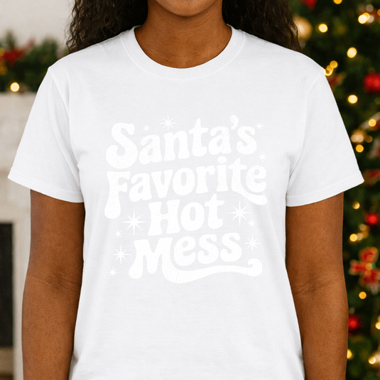 Santa's Favorite Hot Mess – Christmas Premade DTF Transfer